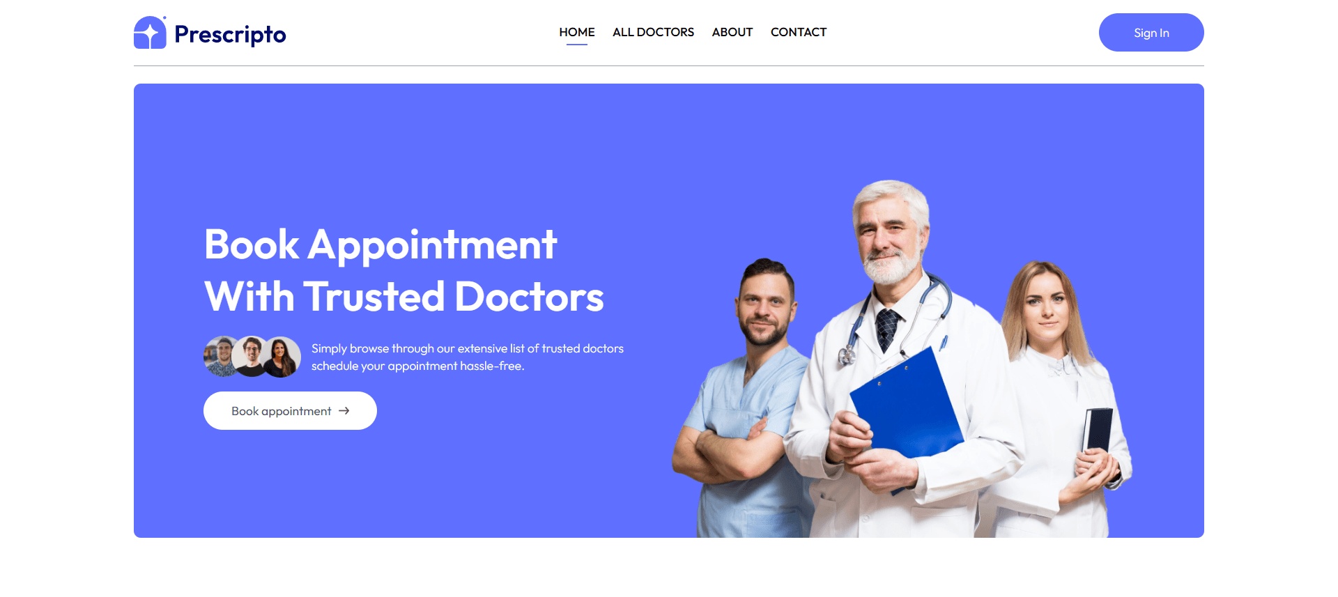 Prescripto - Online Doctor Appointment Website